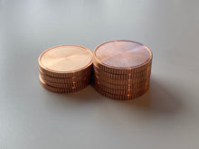 Load image into Gallery viewer, Copper Coin Blanks - 1 1/4 &quot; x 1/8&quot; - American Made - Reeded Edge - Faceted Edge - Knurled Edge

