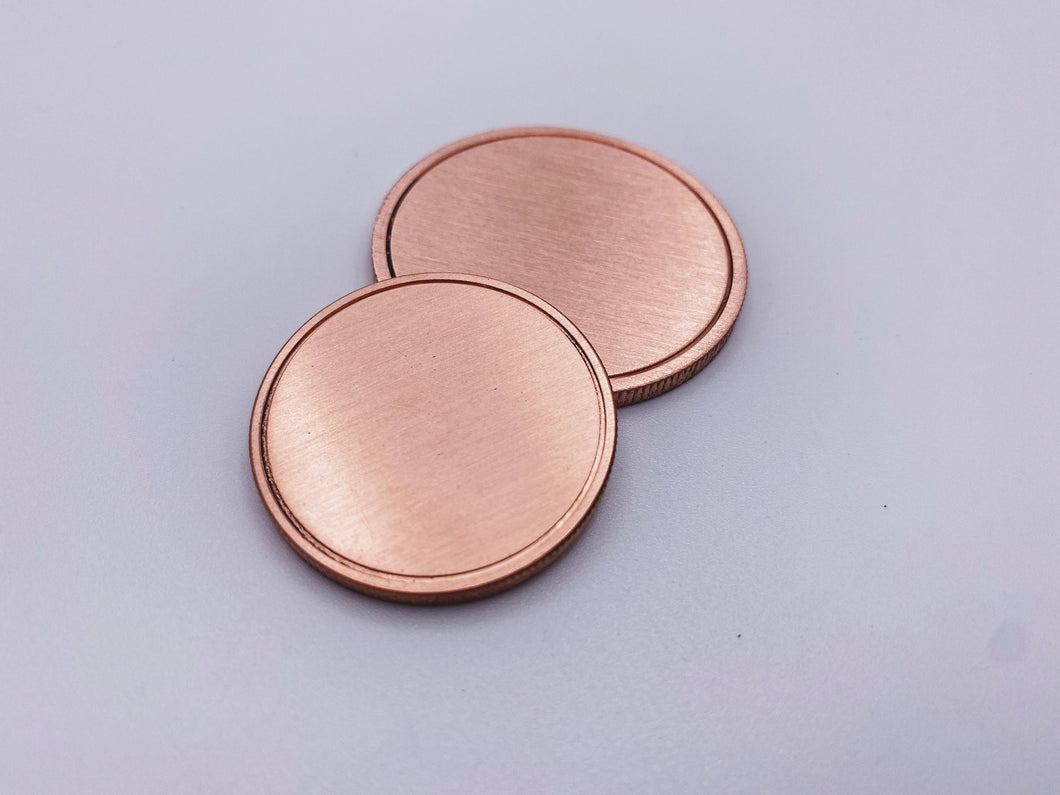 Copper Coin Blanks - Challenge Coin - Reed Edge - Grooved - Brushed Finish - 32mm, 40 mm